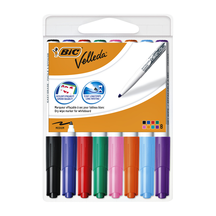 Viltstift bic 1748 whiteboard rond 2mm 8st ass - 0