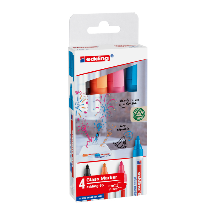 Viltstift edding 95 glasbord ass incl zwart(4-95-4-999) - 0