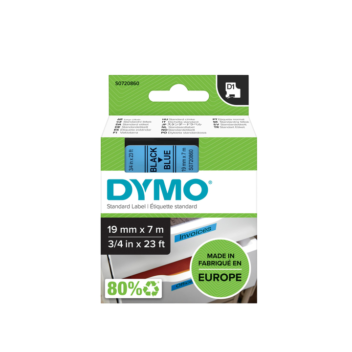 Lettertape dymo 45806 2000/5500 19mmx7m bl/zwart - 0