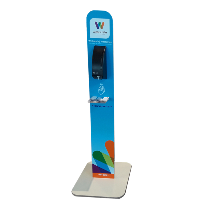 Desinfectiezuil | 160cm | Wit | Inclusief Zwarte BlackSatino Zeepdispenser (1 stuk) - OP=OP AANBIEDING - 0