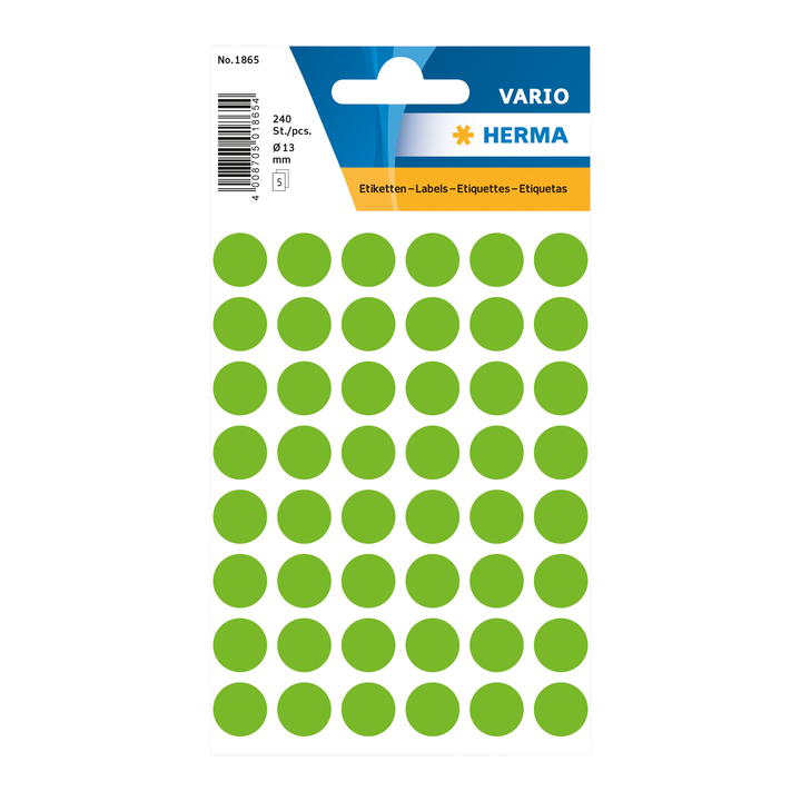 Etiket herma 1865 rond 12mm 240st groen - 0