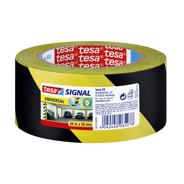 Tesa, waarschuwingstape, 50mm x 66m, geel/zwart, 58133 (1 stuk) - 0
