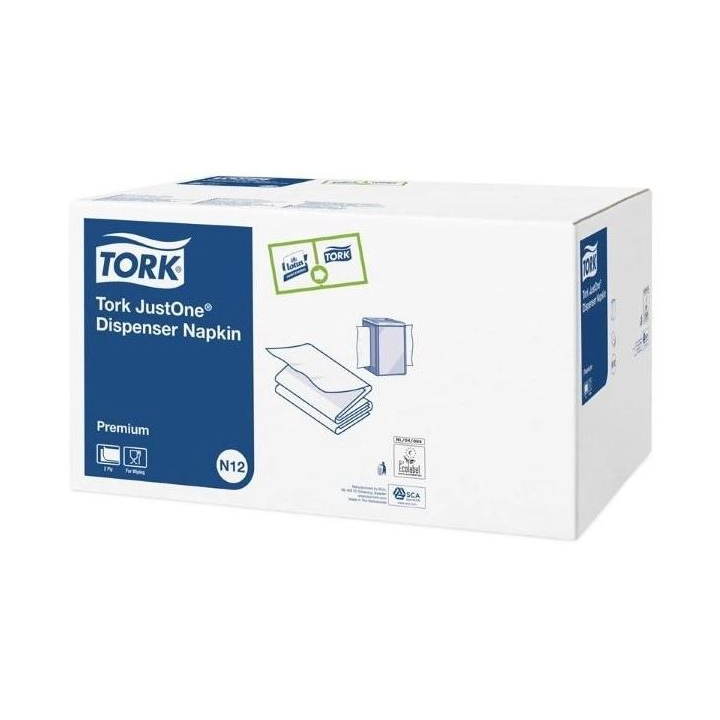 Tork JustOne®, servet, 16x24 cm, 2-laags, N12, wit, 477687 (8000 stuks)  | OP=OP AANBIEDING - 0