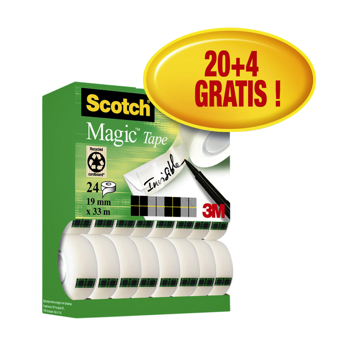 Plakband 3m scotch 810 19mmx33m magic onzichtbaar 20+4 - 0