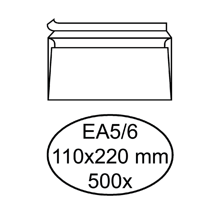 Envelop hermes bank ea5/6 110x220 zk 80gr 500st wt - 0